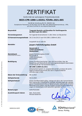 Zertifizierung für den Stahlbau nach EN-1090-2 bis EXC3